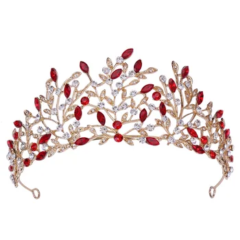 Vintage Crown Populaarsem Pulm Juuksed Peapaelad Metsa Jätab Inkrusteeritud Koos Rhinestone Kristallid Hot Müük Pruudi Pärg